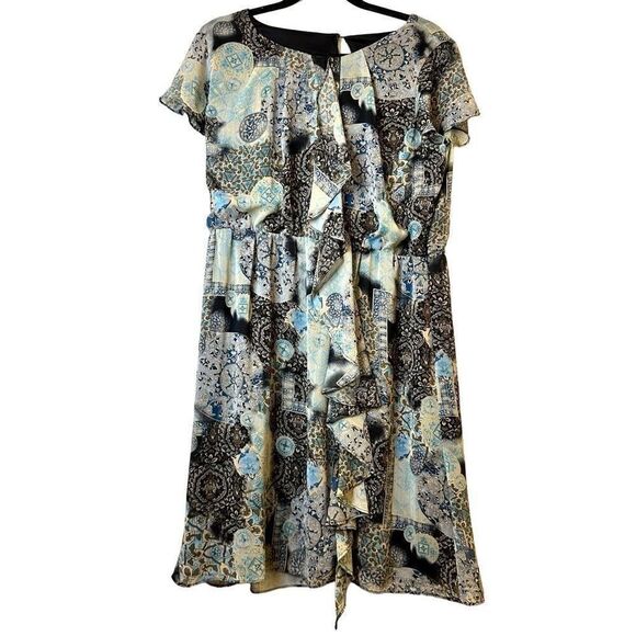 Emma And Michelle Paisley Ruffled Multicolor Sheath Knee Length Dress 12 - Picture 1 of 4